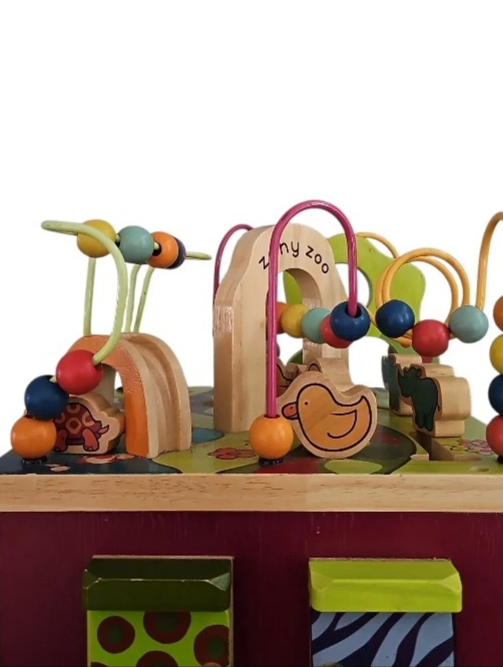 B. Toys by Battat Wooden Activity Cube Alphabet Bead Maze Montessori Toddler Toy
